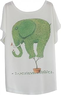 Weißes übergroßes T-Shirt mit einfachem und bequemem T-Shirt-Muster Kurzärmliger Fledermaus-Rundhalsausschnitt