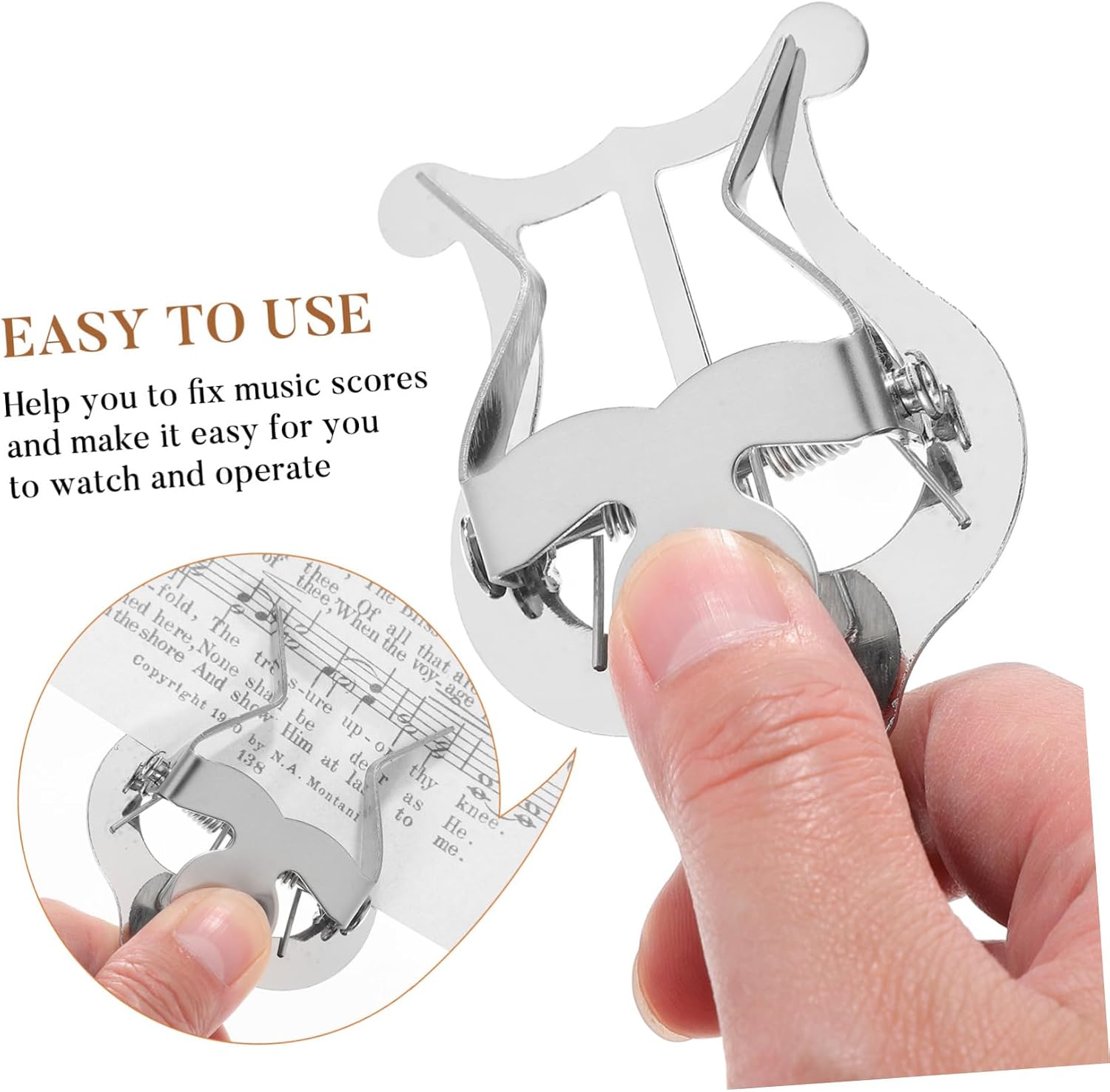 Vaguelly 1pc Trumpet Music Score Binder Silver Sheet Music Clamp Holder for Musicians Stable Clip Design for Trumpet and Wear-resistant Material