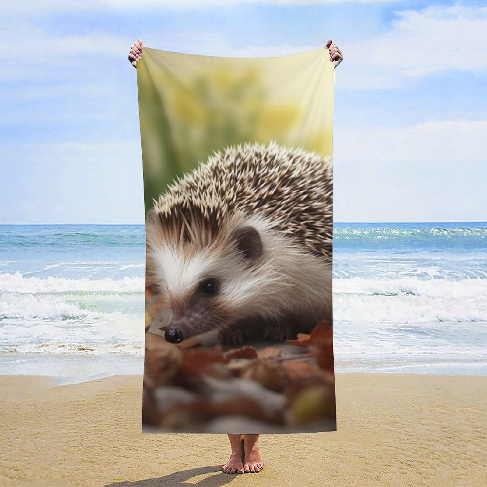 NTVOWPZO Hedgehog Beach Towel Oversized Microfiber Bath Towels Lightweight Sand Proof Beach Towels Absorbent Pool Towels for Swimming Yoga Bathroom Towel 31.5" X 63"