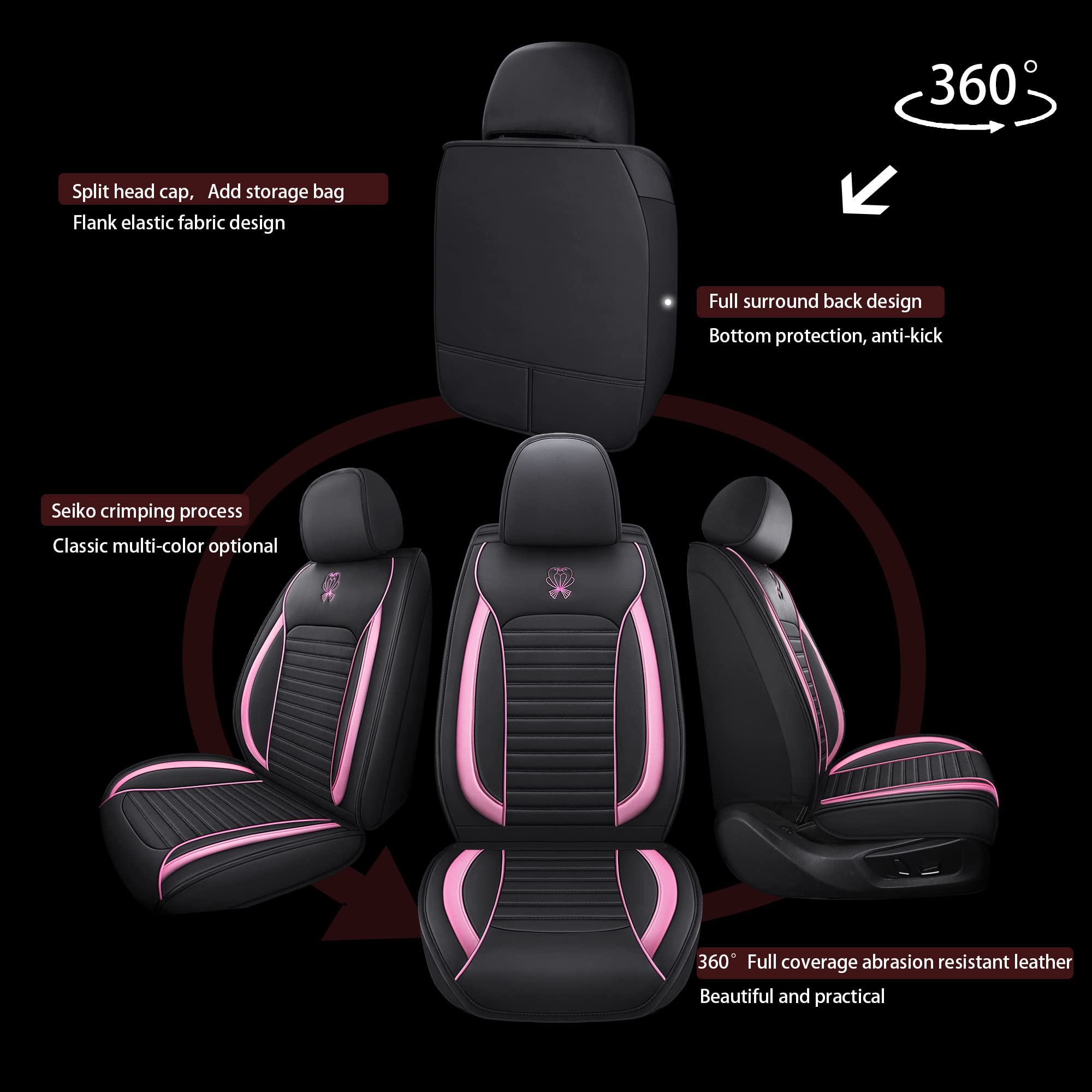 Coprisedile Auto Premium Coprisedili Auto In Ecopelle Nera Premium (2 Pezzi) - Impermeabili, Per Sedili Anteriori Coprisedili Lancia Ypsilon