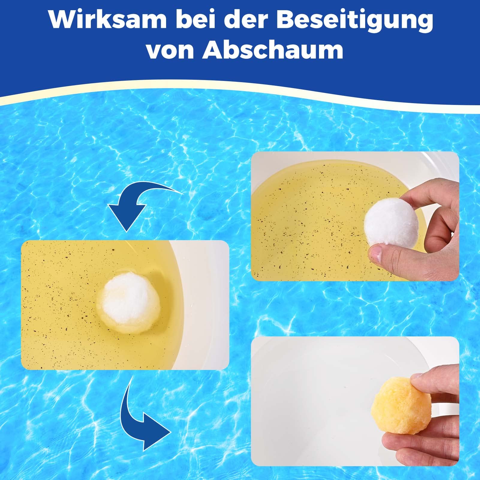 Kulki filtrujące do instalacji filtra piaskowego, 800 g, kulki filtrujące do basenu, zastępuje 28 kg piasku filtrującego kwarcowego, ultralekkie i wielokrotnego użytku, kulki filtrujące do
