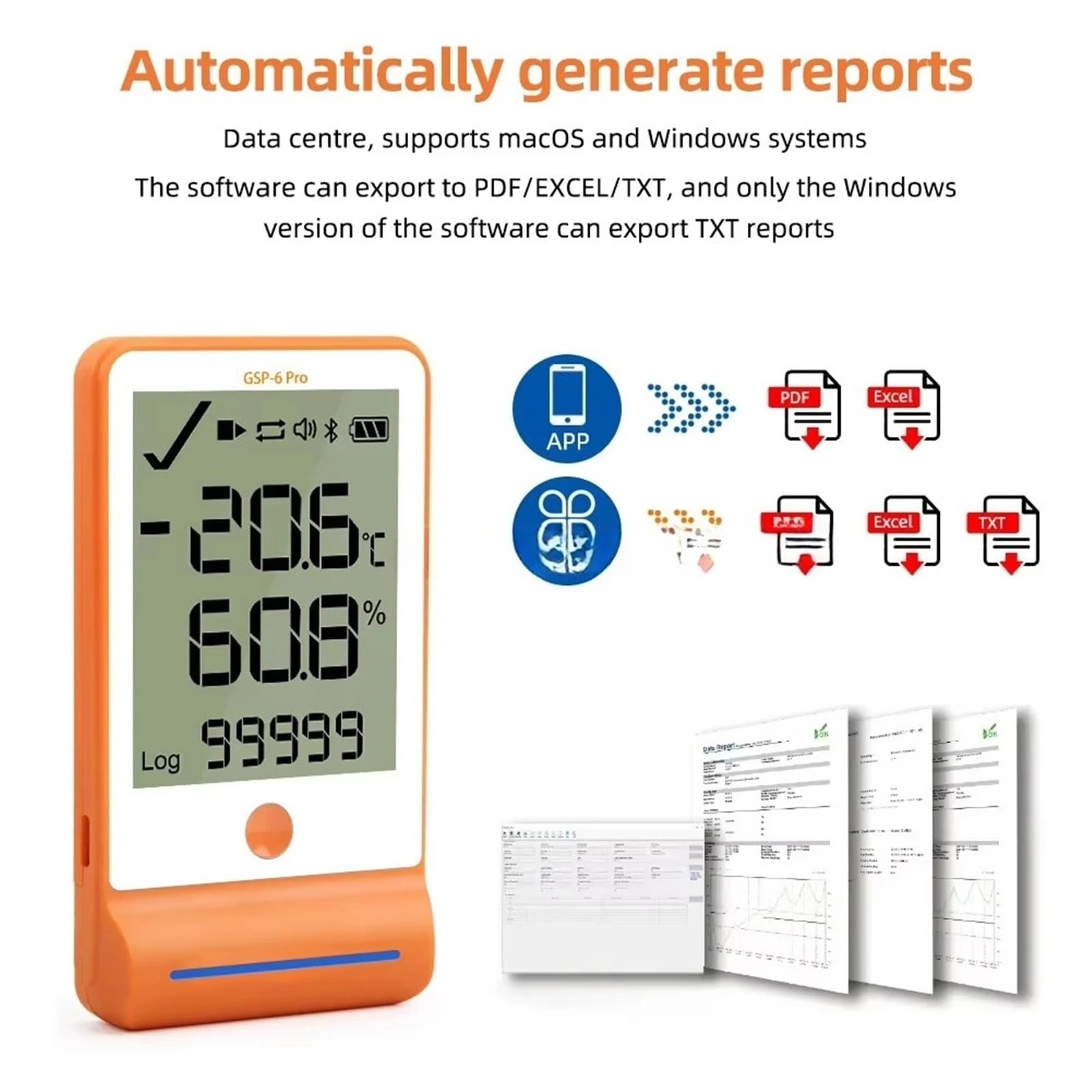 registrador de datos Temperature Humidity Recorder With 2-in-1 probe Data Logger for Cold Chain Transport Thermometer