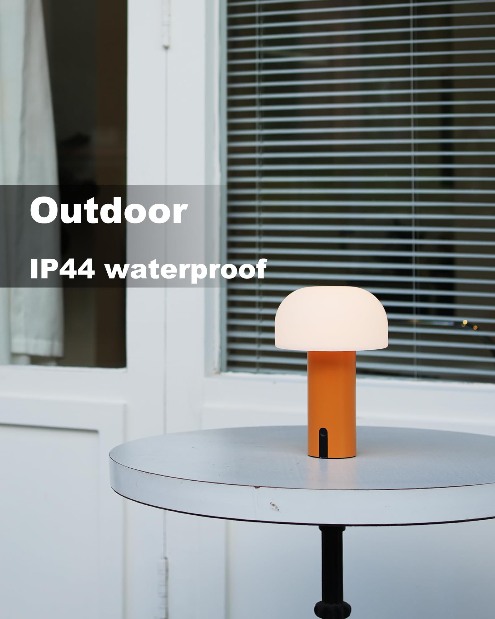WEILAILUX Outdoor Pilz Tischlampe Wasserdicht, Kabellose Tischlampen Wiederaufladbar, Batteriebetriebene Lampe mit USB Aufladung, Touch Dimmbares Nachtlicht für Schlafzimmer/Terrasse/Camping