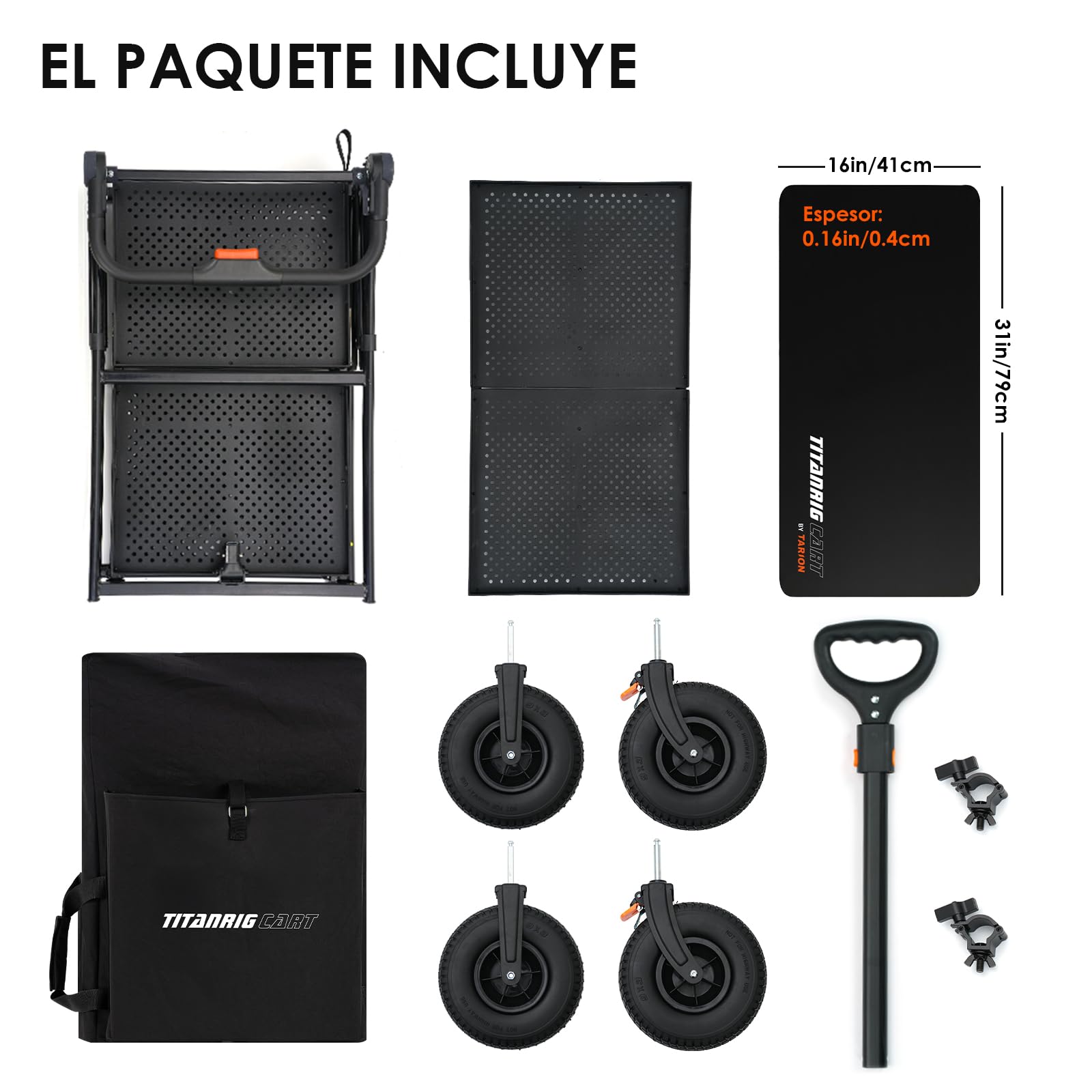 TARION Carro de Cámara para Producción de Video - Carro de Estudio Plegable con 3 Estantes y Ruedas Giratorias 360° para Creadores de Contenido Cine y TV Titanrig Cart