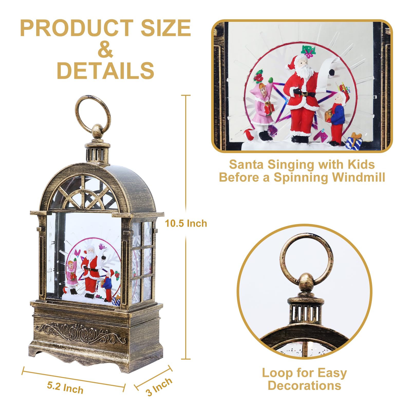 Christmas Snow Globe, Santa Snow Globe Lighted Snow Globes for Kids Adults Girls Women Home Decoration Thanksgiving Christmas Birthday Gift Musical Snow Globe Lantern