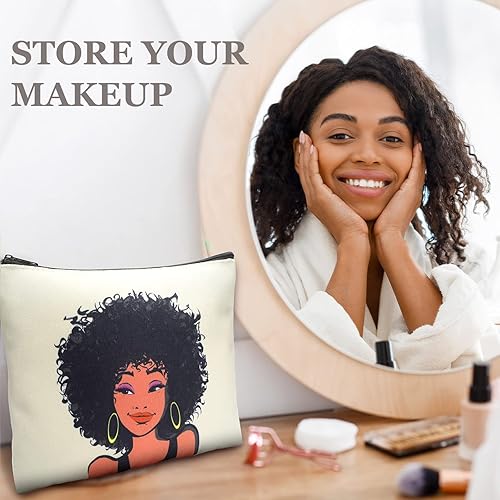Miniatura 3 de Sweetude 20 bolsas de cosméticos afroamericanas, bolsas de maquillaje para mujeres negras, bolsas de maquillaje de lona Afro Queen, bolsas de