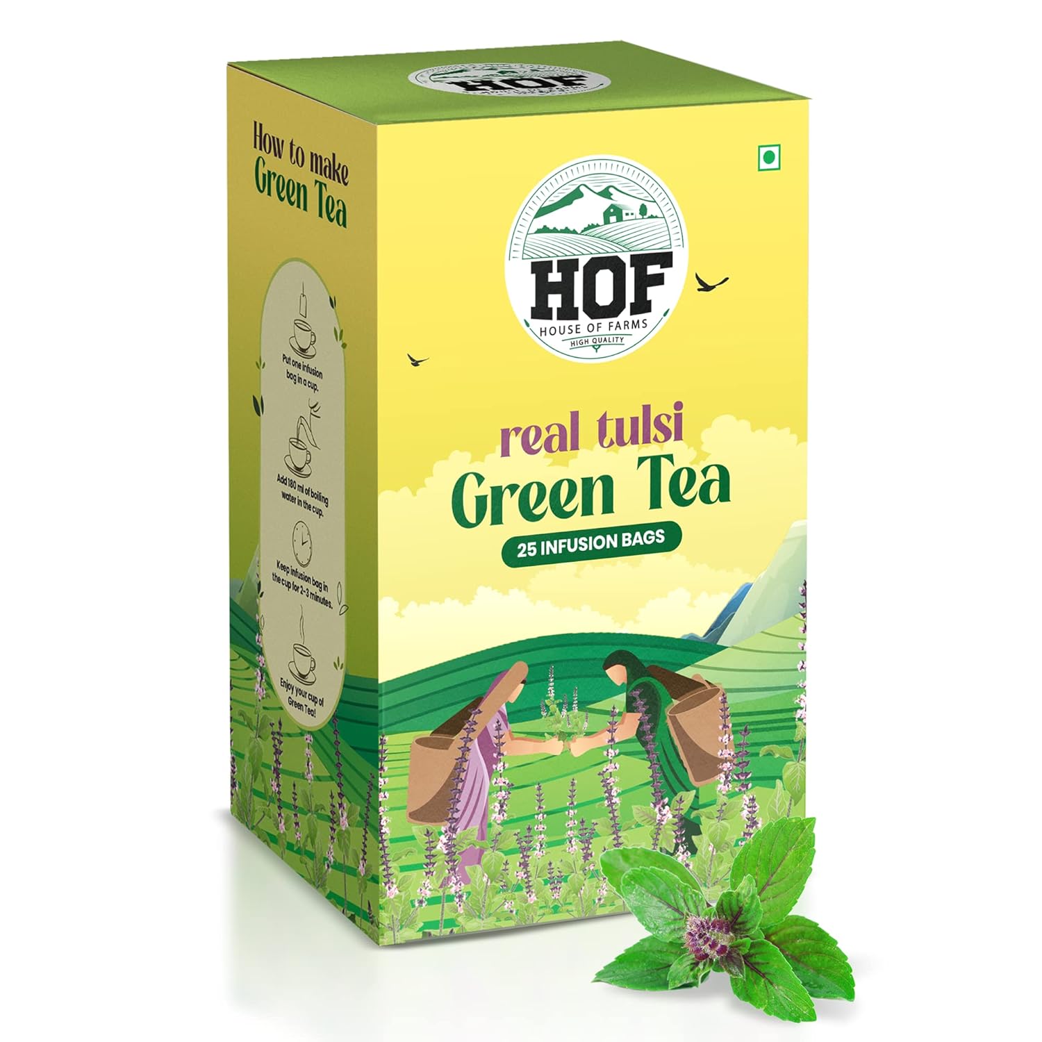 House Of Farms Tulsi Green Tea 25 Tea Bags 50 Grams Immunity