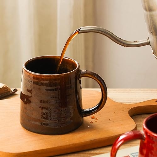 Miniatura 3 de Taza de café grande de cerámica, tazas de cerámica hechas a mano, tazas de té con mango grande para oficina y hogar, 15.5 onzas, aptas para