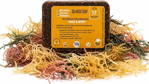 Rooibos Sea Moss Soap Face Bar – Natural Cleansing Bar with Rooibos & Sea Moss – Face & Body Soap – 100g