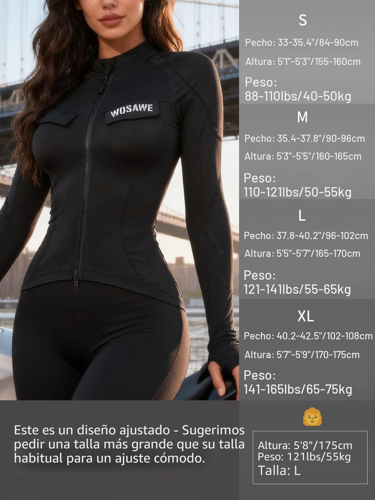 WOSAWE Chaqueta de moto para mujer, ajustada, con equipo de protección CE Armour