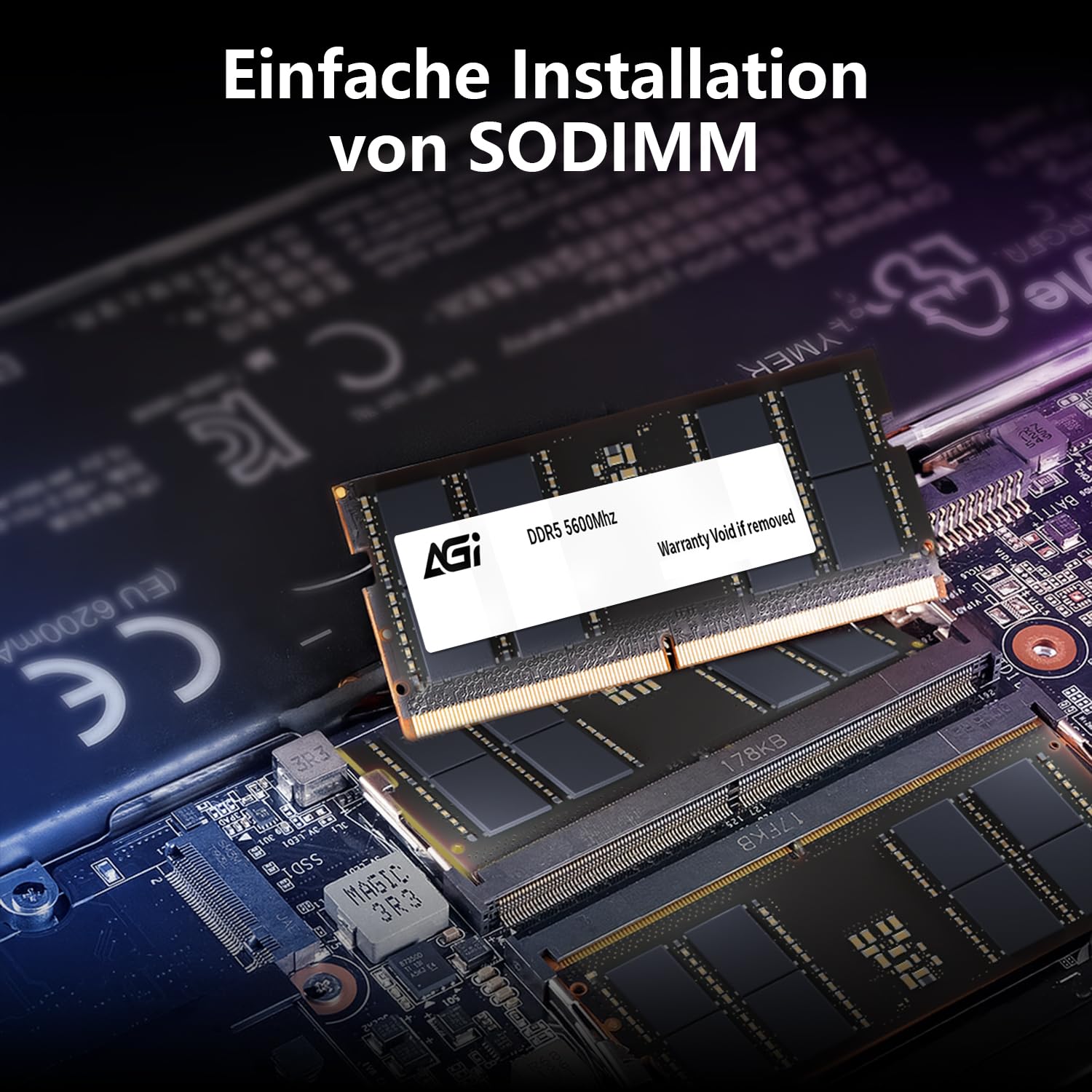 AGI SD238 16GB DDR5 RAM SODIMM 5600MHz Arbeitsspeicher Fuer Laptop | Latenz CL46, Hochleistungs-Speichermodul optimal kompatibel mit modernen Laptops, Notebooks und Mini-PC