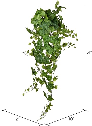 Miniatura 2 de Vickerman Everyday - Arbusto colgante de hiedra artificial de hoja de uva verde de 51 pulgadas, arbusto de plantas colgantes de imitación para