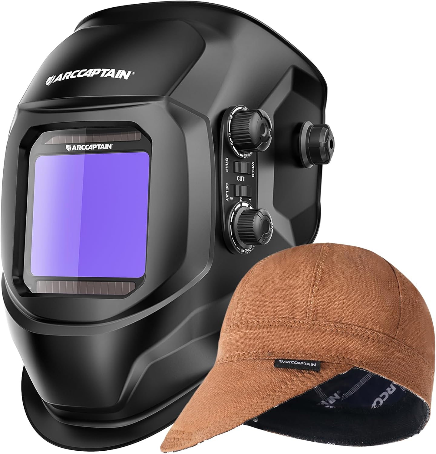 ARCCAPTAIN Welding Helmet Auto Darkening & Khaki Reversible Welding Cap, 7 1/4