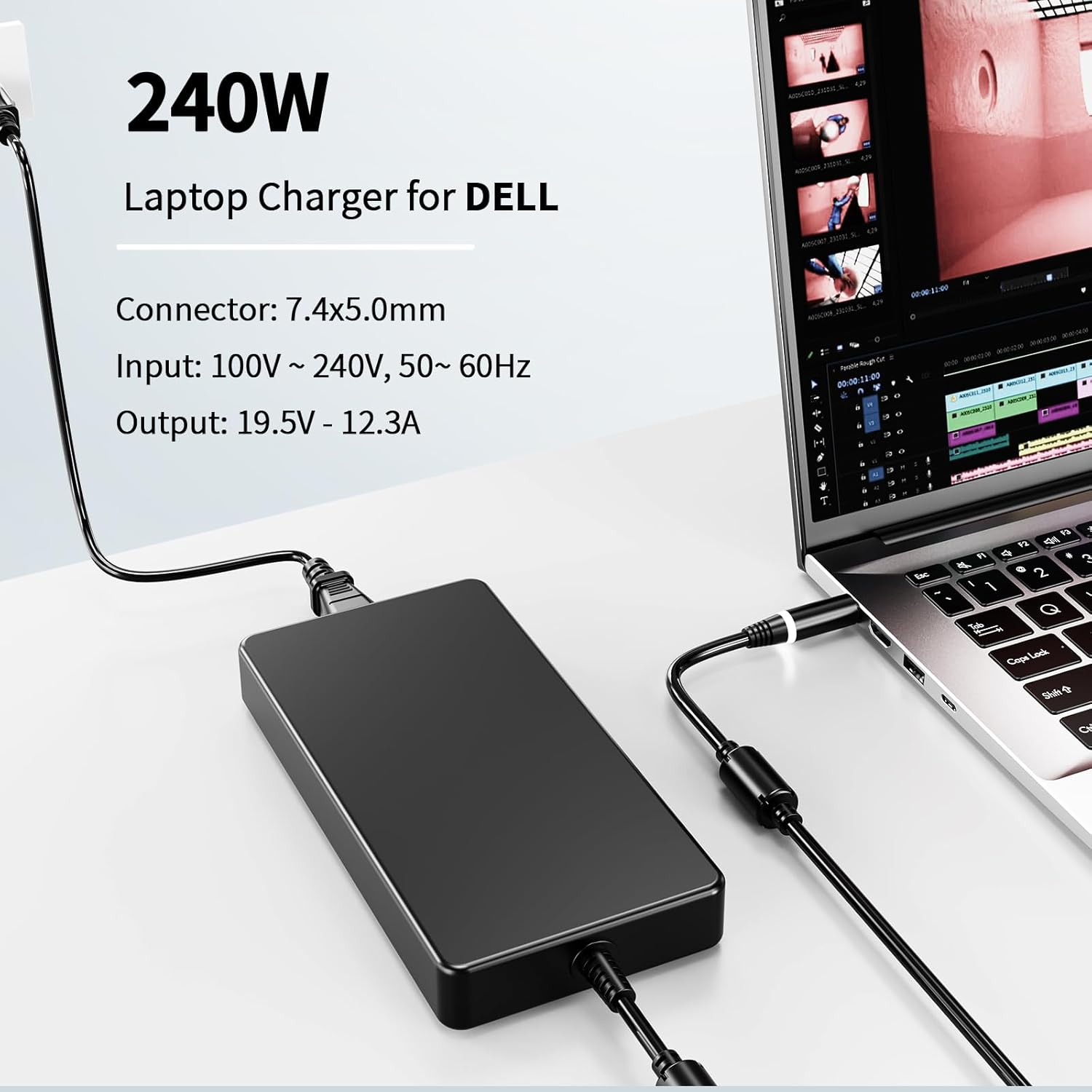 240W 180W Gaming Laptop AC Charger Power Adapter Compatible with Dell G3 G5 G7 G15 G16, Alienware M15 M17 X15 X16 X17 Series, Precision 7560 7670 7680 7720 7730 7740 7750 7760 7770 7780