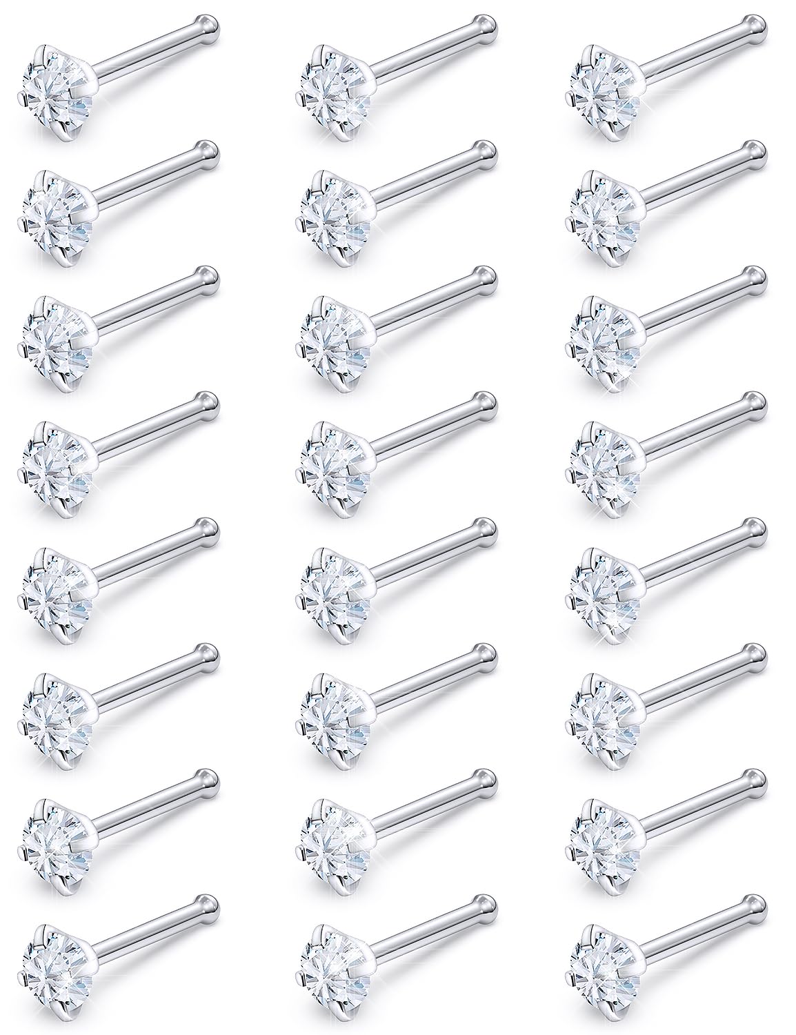 Msndnkwo 18G 20G Straight Nose Rings Stud Surgical Stainless Steel Nose Studs Cute Nose Ring Stud 20 Gauge 18 Gauge Nose Piercing Jewelry For Women