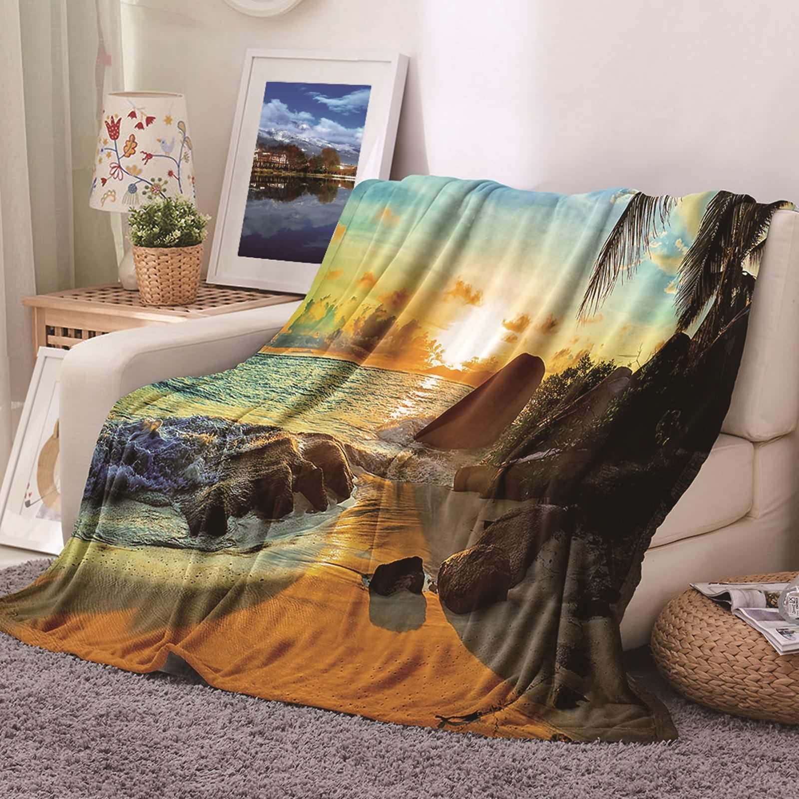Plaid polaire flannel chaud et doux de 180x240cm contre les nuits fraîches