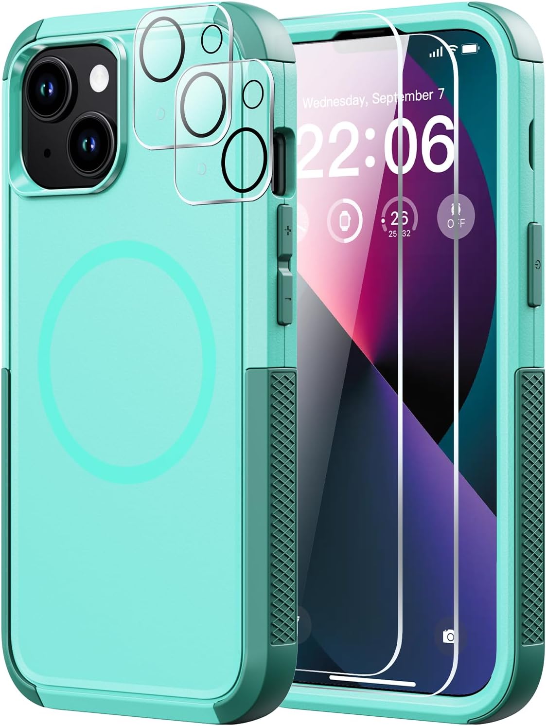 Diverbox for iPhone 13 Case [Compatible with MagSafe] [with Screen Protector ] [Shockproof] [Dropproof] Heavy Duty Protection Phone Case for Apple i Phone 13 (Teal)