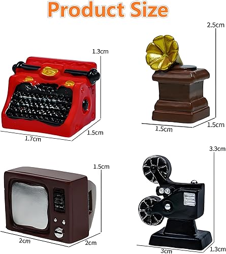 Miniatura 4 de 10 electrodomésticos en miniatura con temática retro  Cámara de resina surtida aleatoria, modelos de teléfono y televisión, mini muebles de casa de