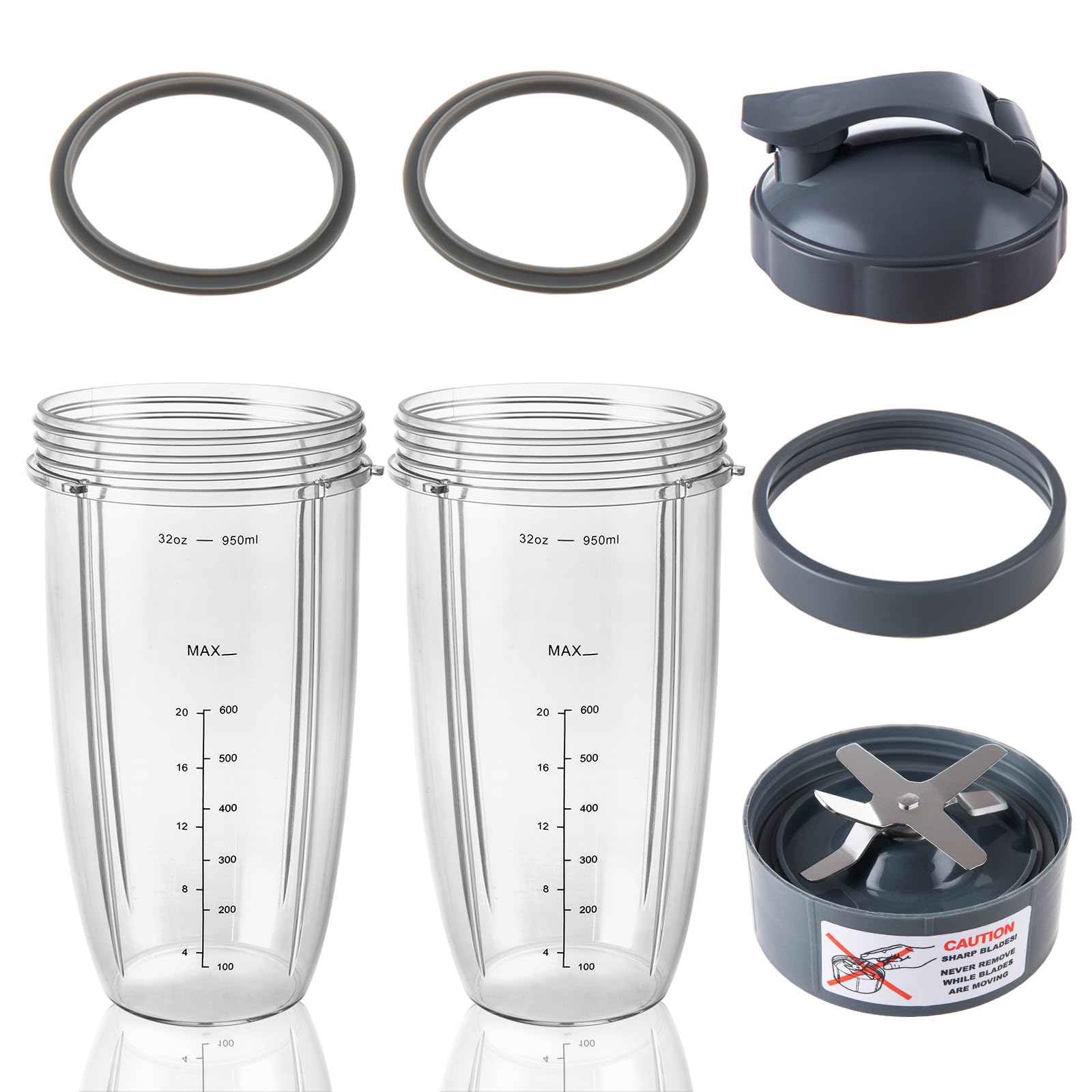 Gobelets de rechange pour mixeur Nutribullet grand format anti-fuite de 946 ml