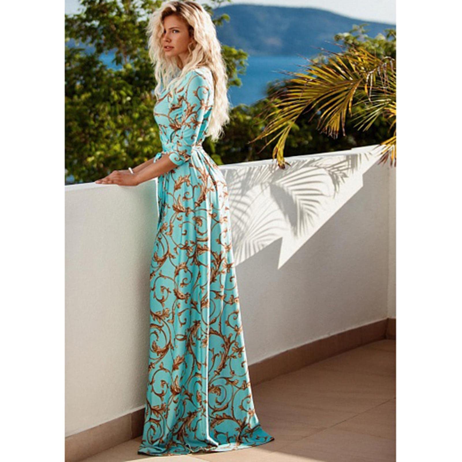 Vestito Boho Maxi Dress Dress Vestito Estivo per Le Donne A Lungo per Il Pavimento Abiti Split Dress Robe Femme