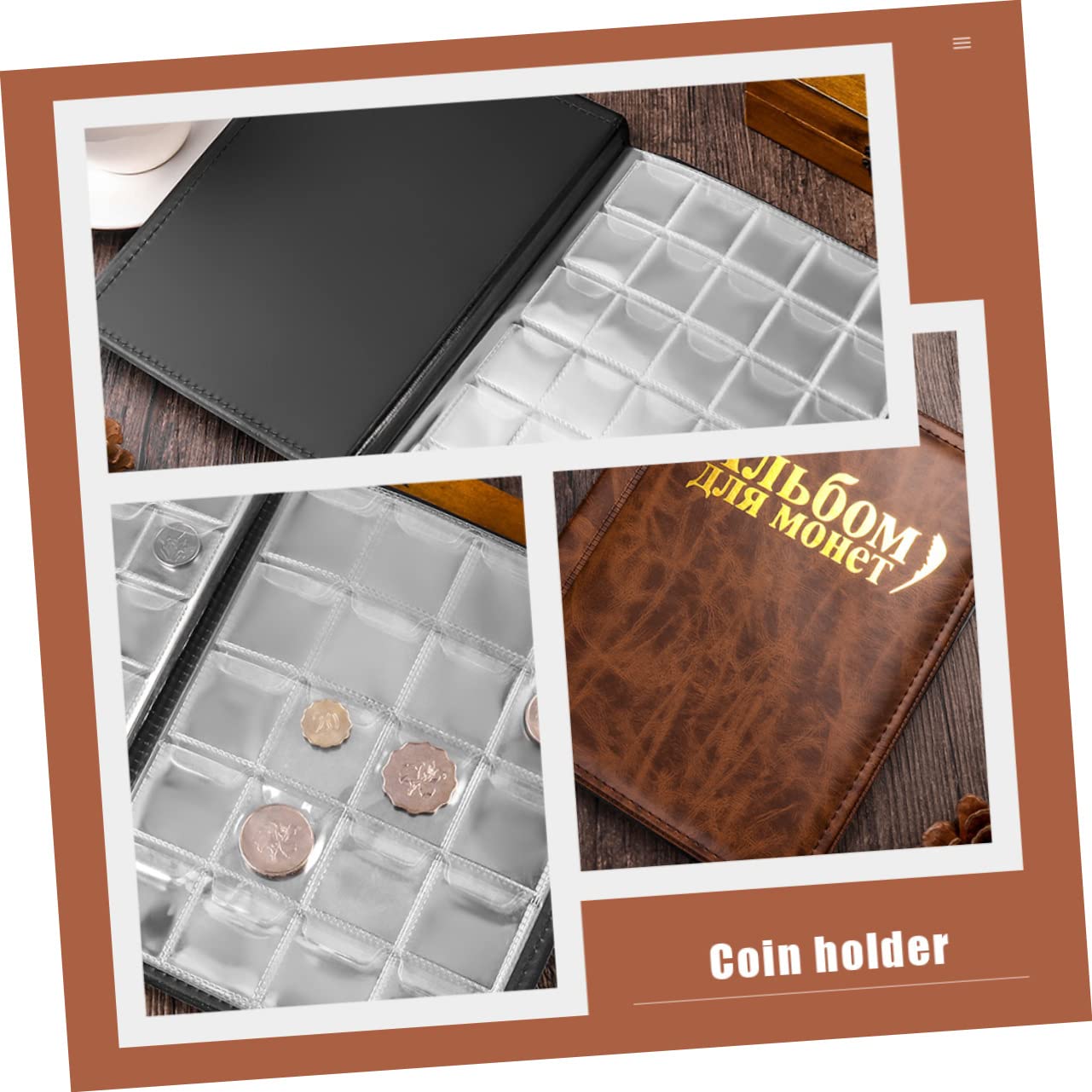 Gadpiparty Album per Monete da Collezione 250 Griglie 10 Pagine 2 Pezzi