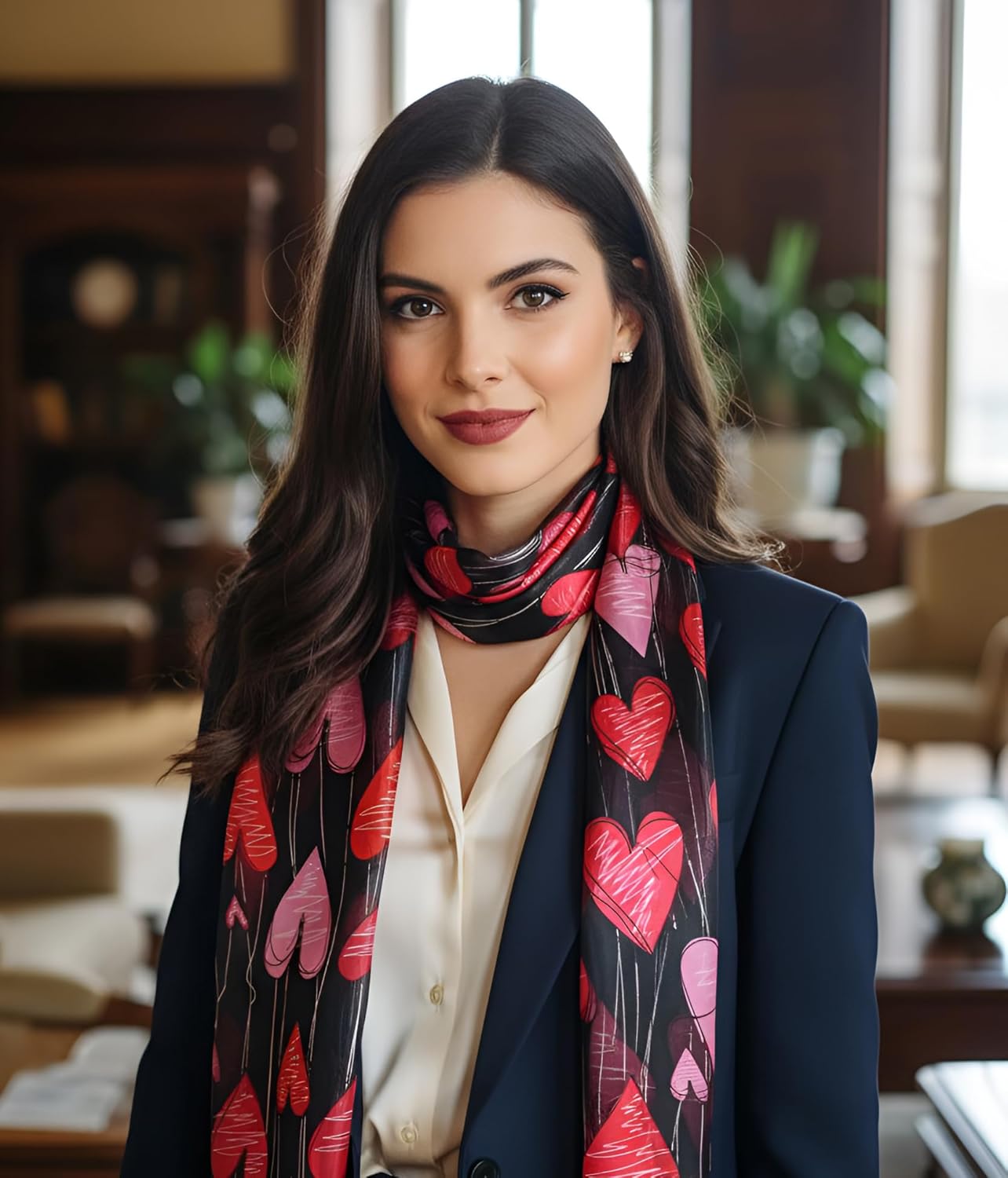 SERENITA Christmas Valentine Scarf for Women Holiday Gift Warm Long Unisex Scarf Fall Winter Lightweight Soft Sheer - Image 2