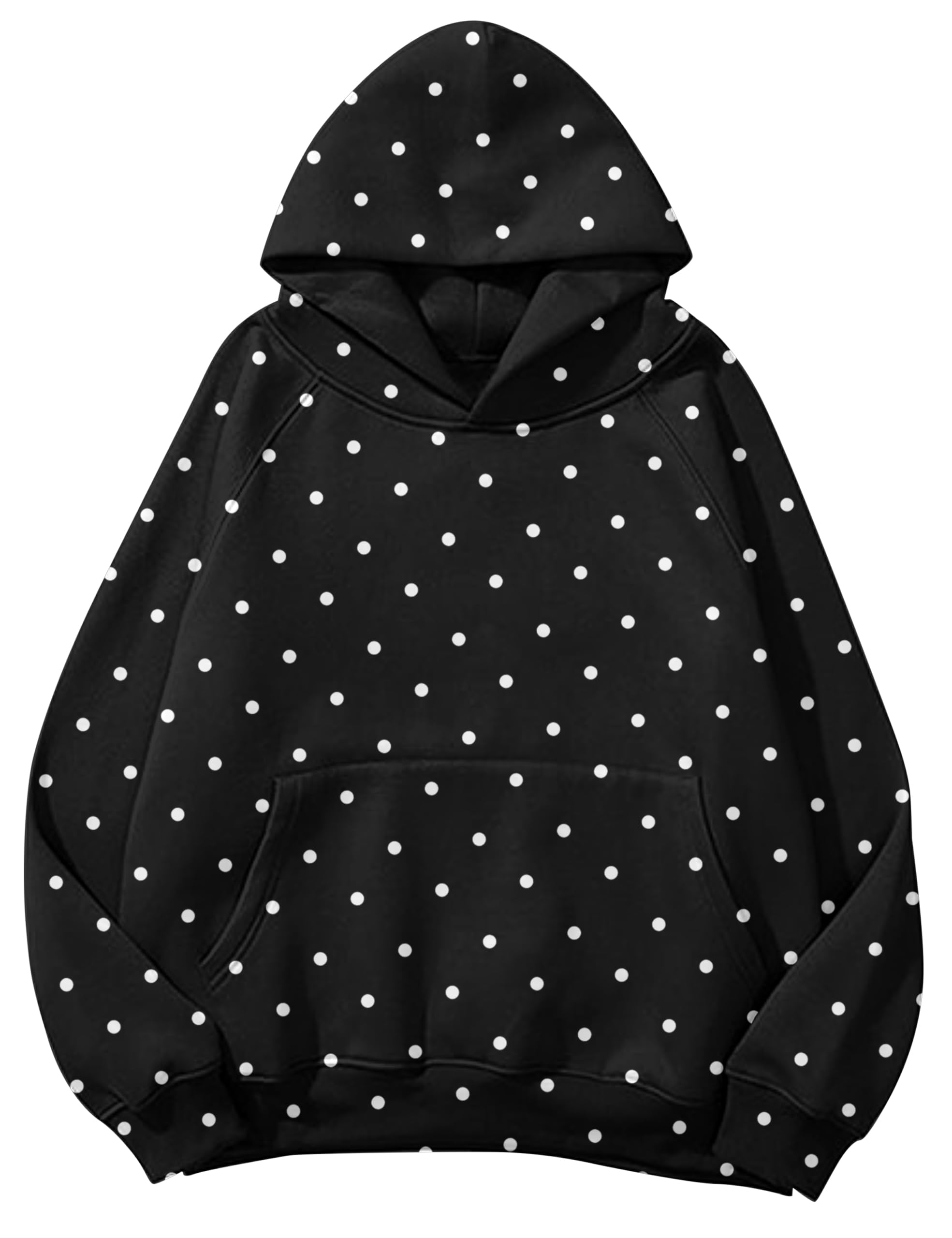 Lauweion Women Solid Basic Fleece Letter Loose Hoodie Sweatshirt Long Sleeve Kangaroo Pocket Drop Shoulder Pullovers Top