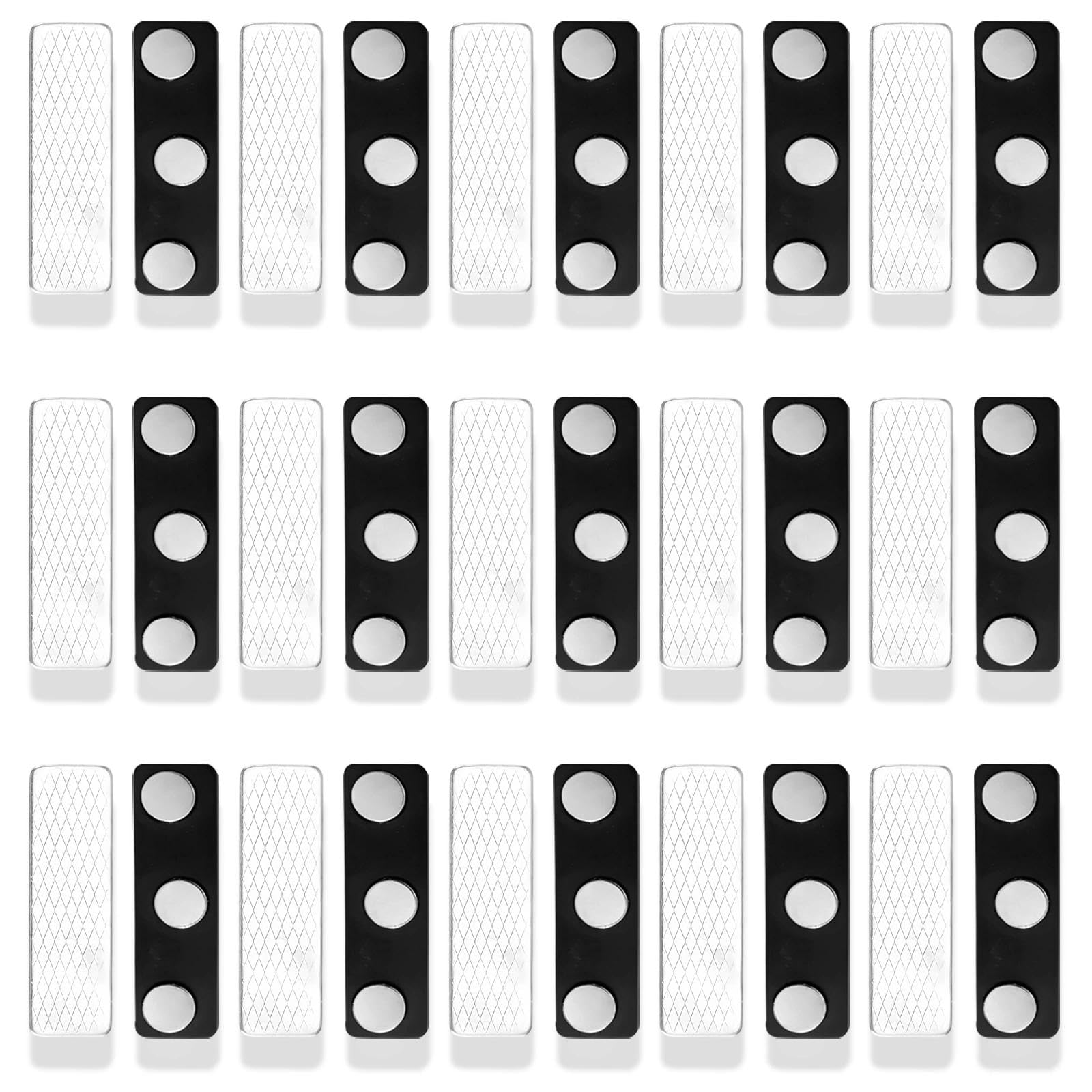 Targhette Magnetiche Autoadesive 30 Pezzi Nero 45 x 13 mm Etichette per Abbigliamento Badge Portanome