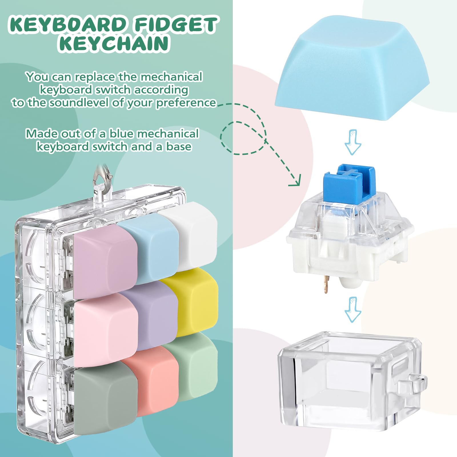 Juguete Fidget De Teclado Con Luces LED Y Clic Táctil – Bola Antiestrés De Resina, Portátil Y Relajante Para Adultos