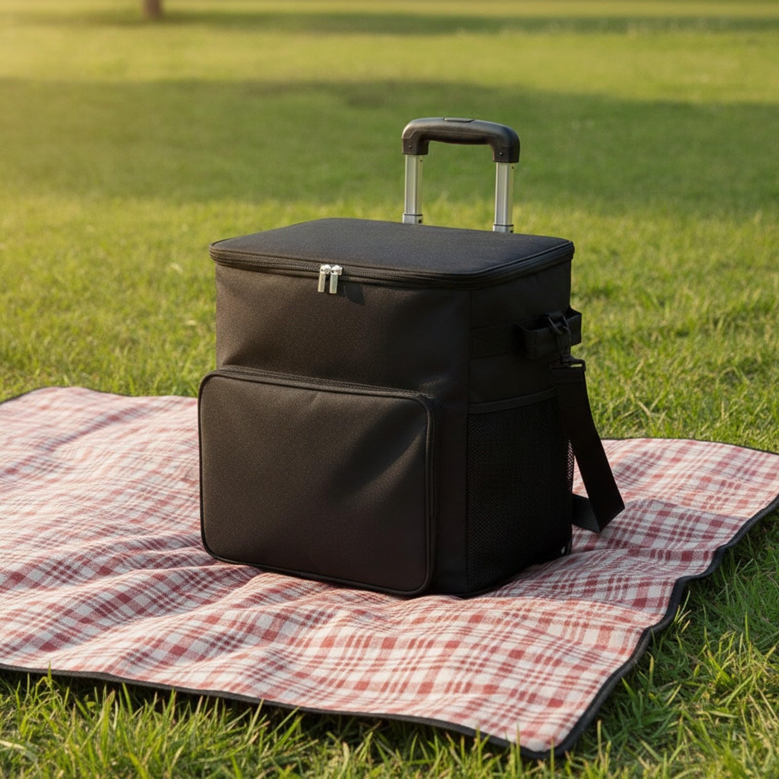 kowaku Borsa Frigo Piccola Isolata | Borsa Frigo tile, Isolante, per Campeggio, Spiaggia, Campeggiatori, Famiglie, Nero, Con Carrello