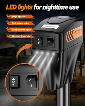 SEALIGHT 7500LB Electric Trailer Jack,Heavy Duty Electric Tongue Jack,12V DC and LED Light,9.84-33.85 Lift, Power Tongue Jack Waterproof for A-Frame,Utility and RV Trailer