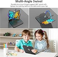 Vista 5 de FUWANG Funda con teclado y panel táctil para iPad mini 7 A17 Pro 2024 y Mini de 6ª generación 2021 de 8.3 pulgadas - Teclado retroiluminado de 7