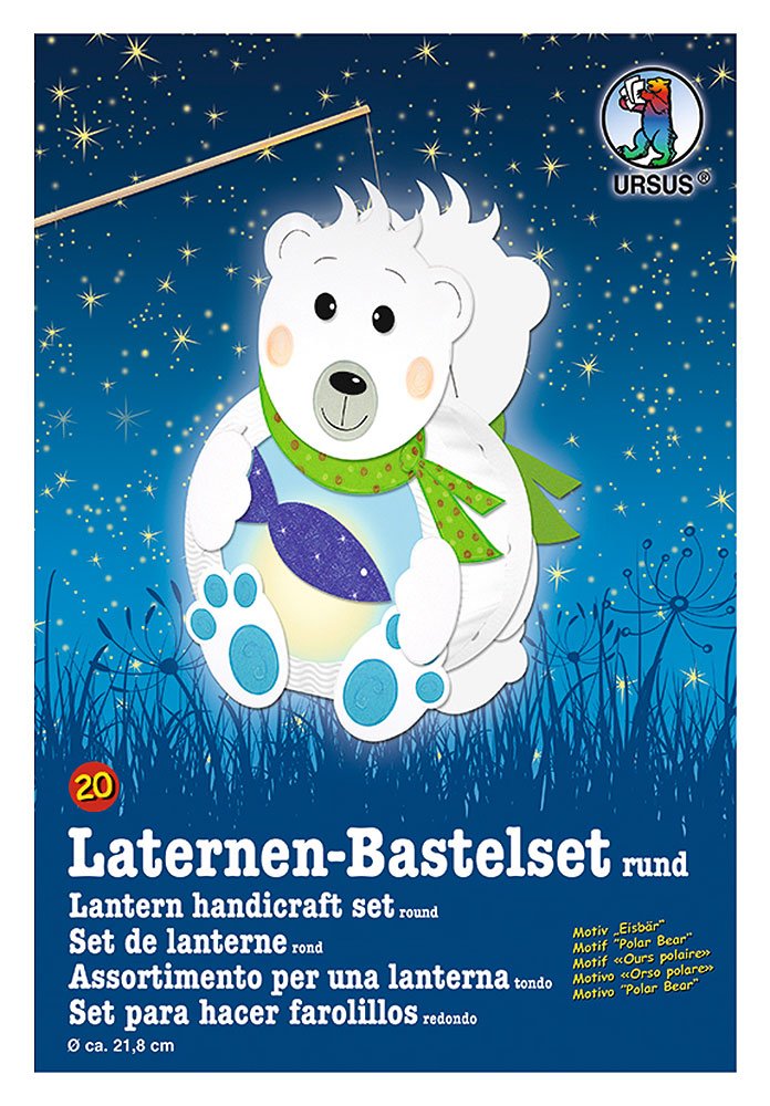 Ursus 18700020 Lantern Craft Set, Polar Bear, Approx. 21.8 x 21 x 10.3 cm, Diameter Approx. 21.8 cm, Includes Template Sheet with Craft Instructions (English Language not Guaranteed), for DIY Design