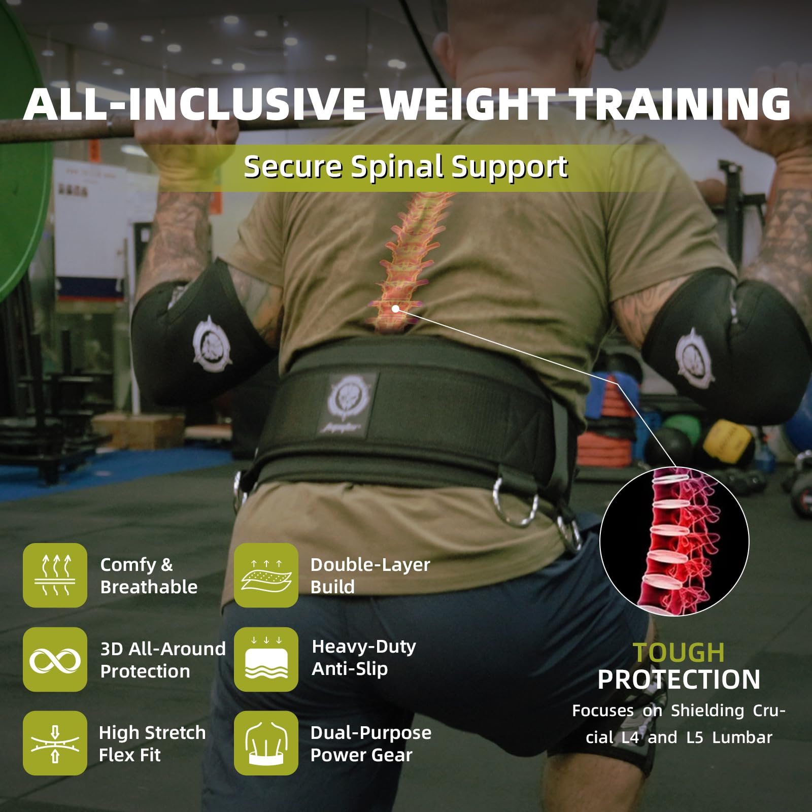 Cintura per sollevamento pesi 2 in 1 e cintura con catena per allenamento con pesi, sollevamento pesi, squat, stacchi, powerlifting, per uomini e donne