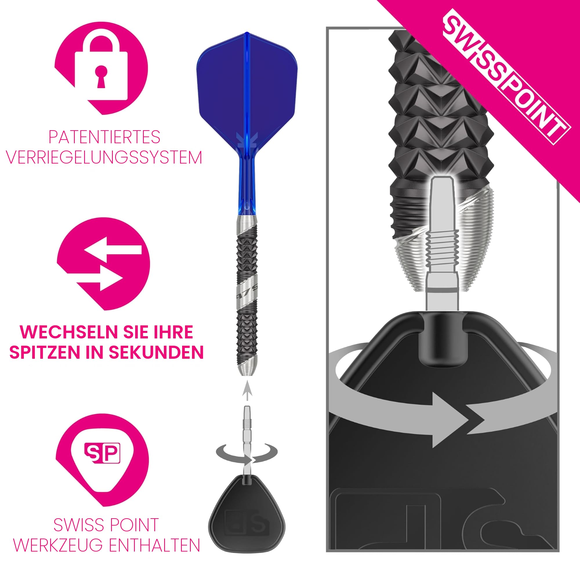 Target Darts 975 Ultra Marine 97.5% Wolfram Swiss Point Stahlspitze Dart Satz with K-Flex