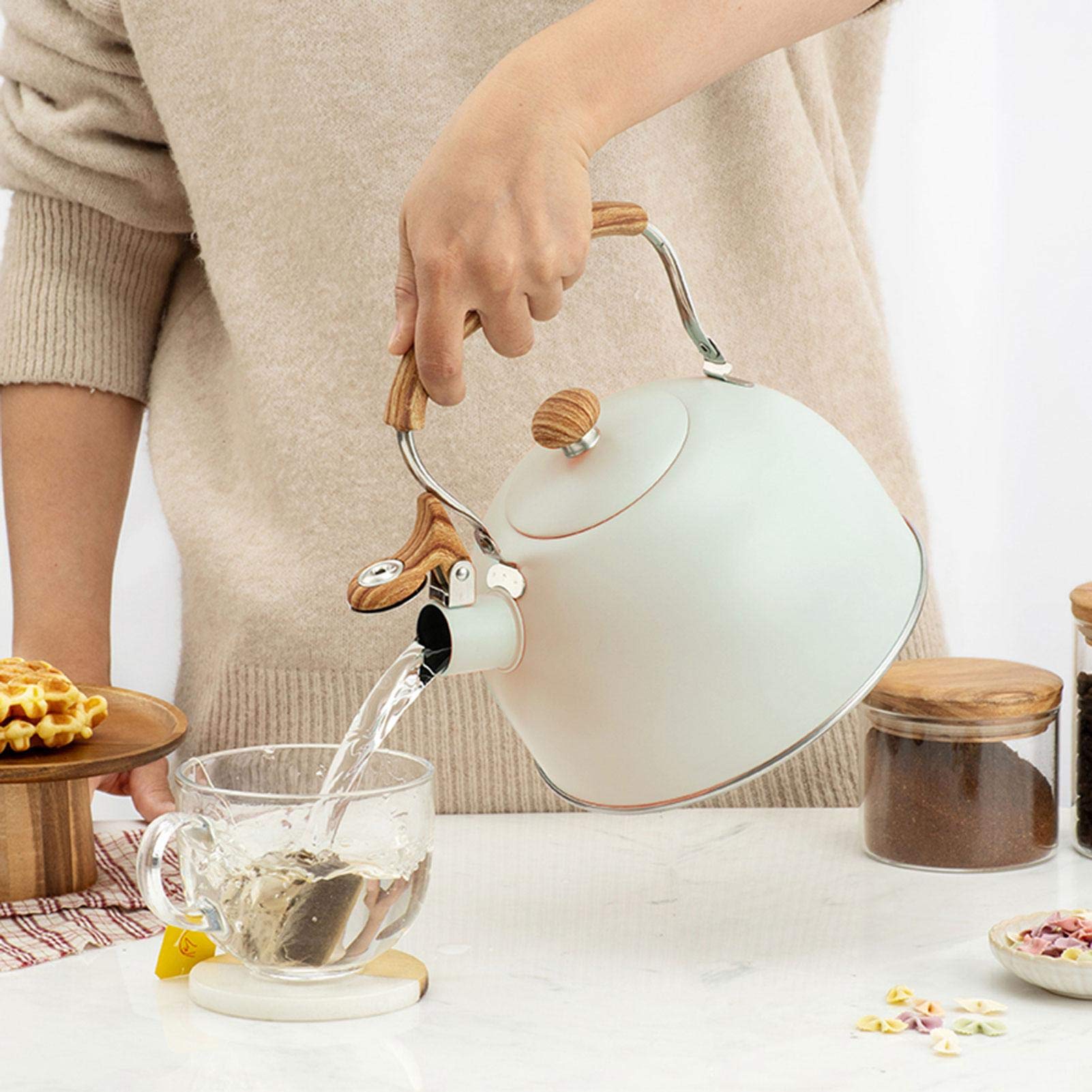 Czajnik z gwizdkiem ze stali nierdzewnej 2,5 l, do kuchenki domowej Kuchenka gazowa Elektryczna płyta indukcyjna Kuchnia, Czajnik do wędkowania na kempingu Dzbanek na herbatę klasy spożywczej