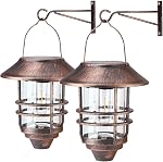 2 Pack Solar Lanternes extérieur suspension lumières solaires étanches Porche luminaires fixations, verre lourd & Illumination de lumières solaires d'extérieur pour le triage extérieur