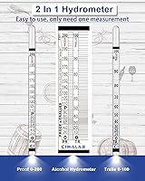 Vista 6 de CIMALAB Hidrómetro - Medidor de alcohol, hidrómetro de alcohol 0-200 a prueba e hidrómetro de alcohol tradicional, hidrómetro a prueba de alcohol