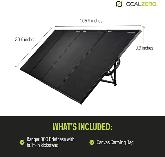 Goal Zero Ranger 300 Briefcase Solar Panels, Portable 300-Watt Solar Panels, Flexible Solar Panel for Outdoor Charging Station