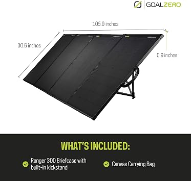 Goal Zero Ranger 300 Briefcase Solar Panels, Portable 300-Watt Solar Panels, Flexible Solar Panel for Outdoor Charging Station