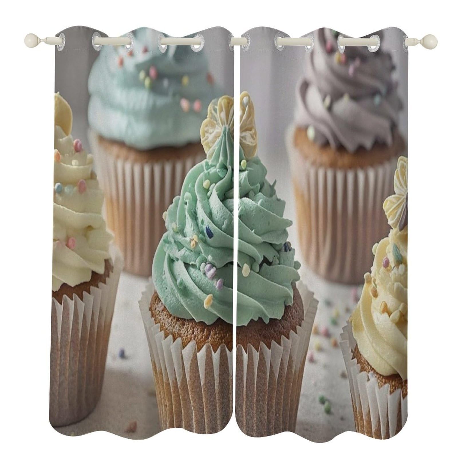 Rideaux occultants thermiques cupcakes contre la chaleur du salon