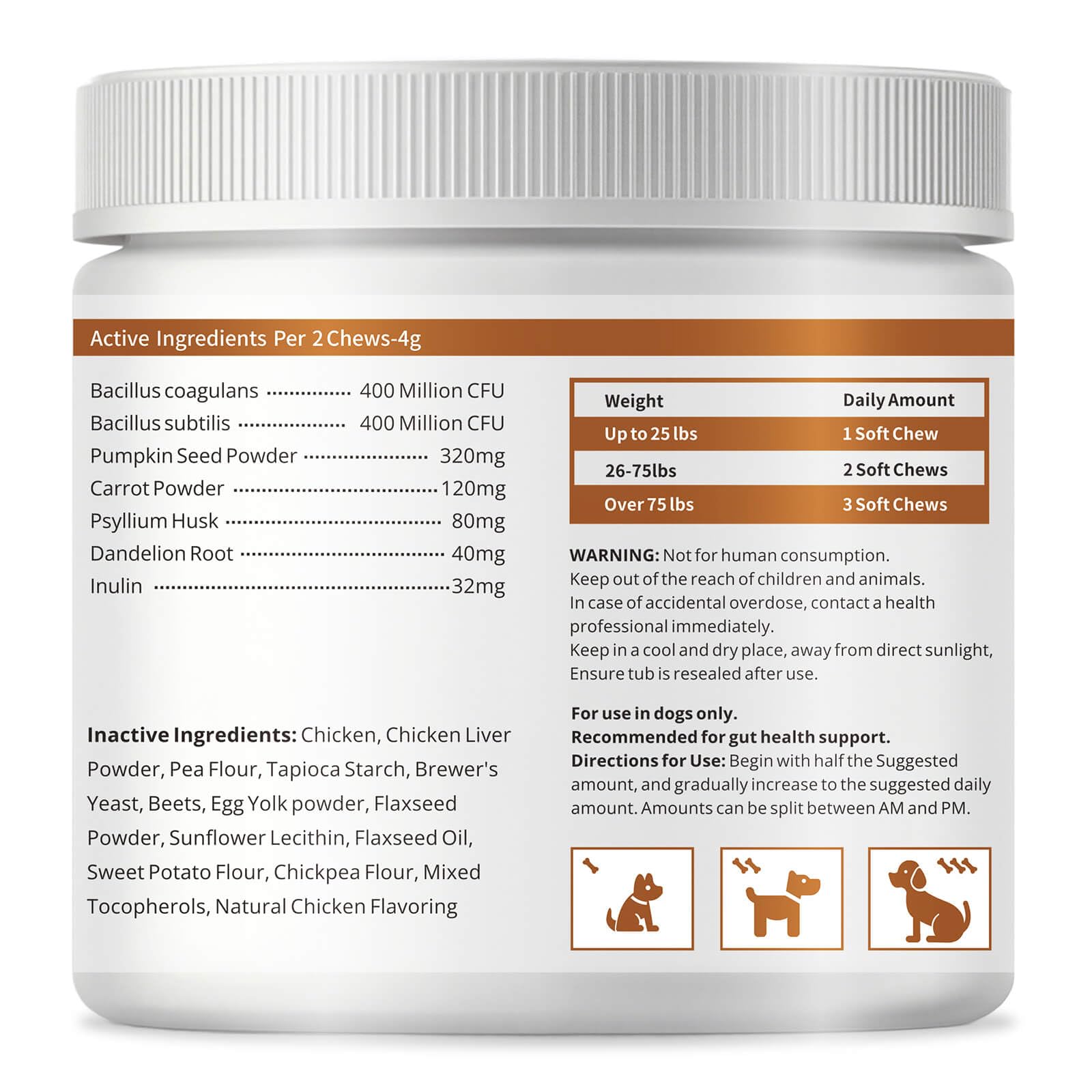 Anal Gland Support Soft Chews for Dogs, 90 Count – Pumpkin Seed Fiber, Psyllium & Dandelion Root with Probiotics (800M CFU) – Supports Firm Stools & Digestive Balance – Chicken & Liver - image 3