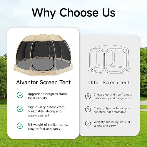 Miniatura 2 de Alvantor® Screen House Gazebo, Pop Up Igloo Screened Canopy Tent with Mosquito Netting Sides, Instant UV Resistant Sun Shelter for Garden, Patio,