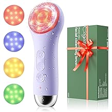 Face Scrubber Facial Cleansing Brush - Waterproof and Rechargeable Face Cleansing Brush with 4 LED Gentle Light, Cleansing, Exfoliating and Massaging, Electric Face Scrub Brush for Men &amp; Women