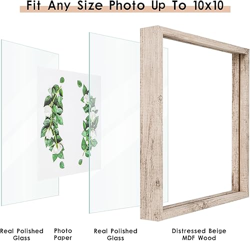 Vista 17 de MUYE Juego de 2 marcos flotantes de 11 x 14 pulgadas, marco rústico de doble cristal, para mostrar fotos de cualquier tamaño de hasta 11 x 14