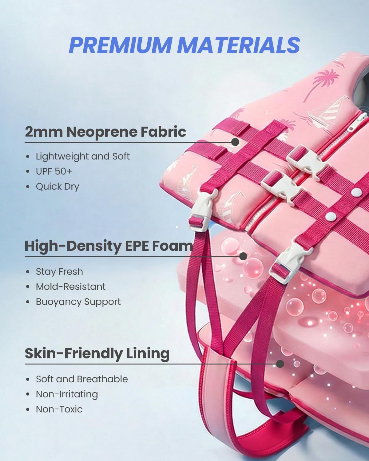 Gogokids Toddler Swim Vest, Kids Floaties – Boys & Girls Buoyancy Jacket for Pool & Beach, Fits 2-8 Years / 22-60 lbs