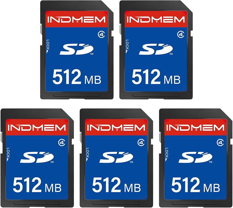 512MB SD Card (5 Pack), SD Flash Memory Cards UHS-I U1 Class 4 High-Speed Full HD Video Compatible with Digital Point-and-Shoot Cameras, HD Camcorders, DSLR and PC