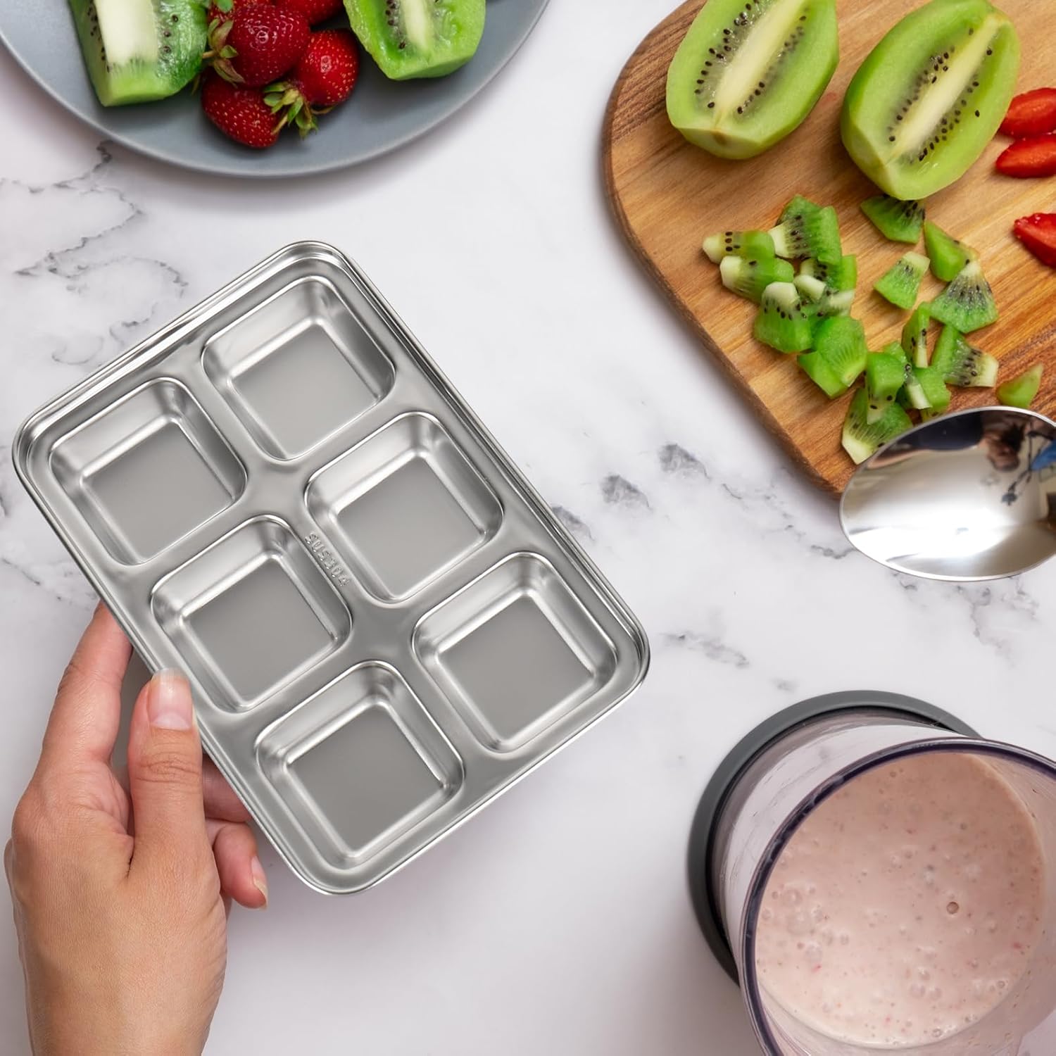 FYSUIMU 3 Pack Stainless Steel Ice Cube Tray for Freezer Metal Ice Trays with Lids for Home Kitchen Bar Cocktail Whiskey Supplies