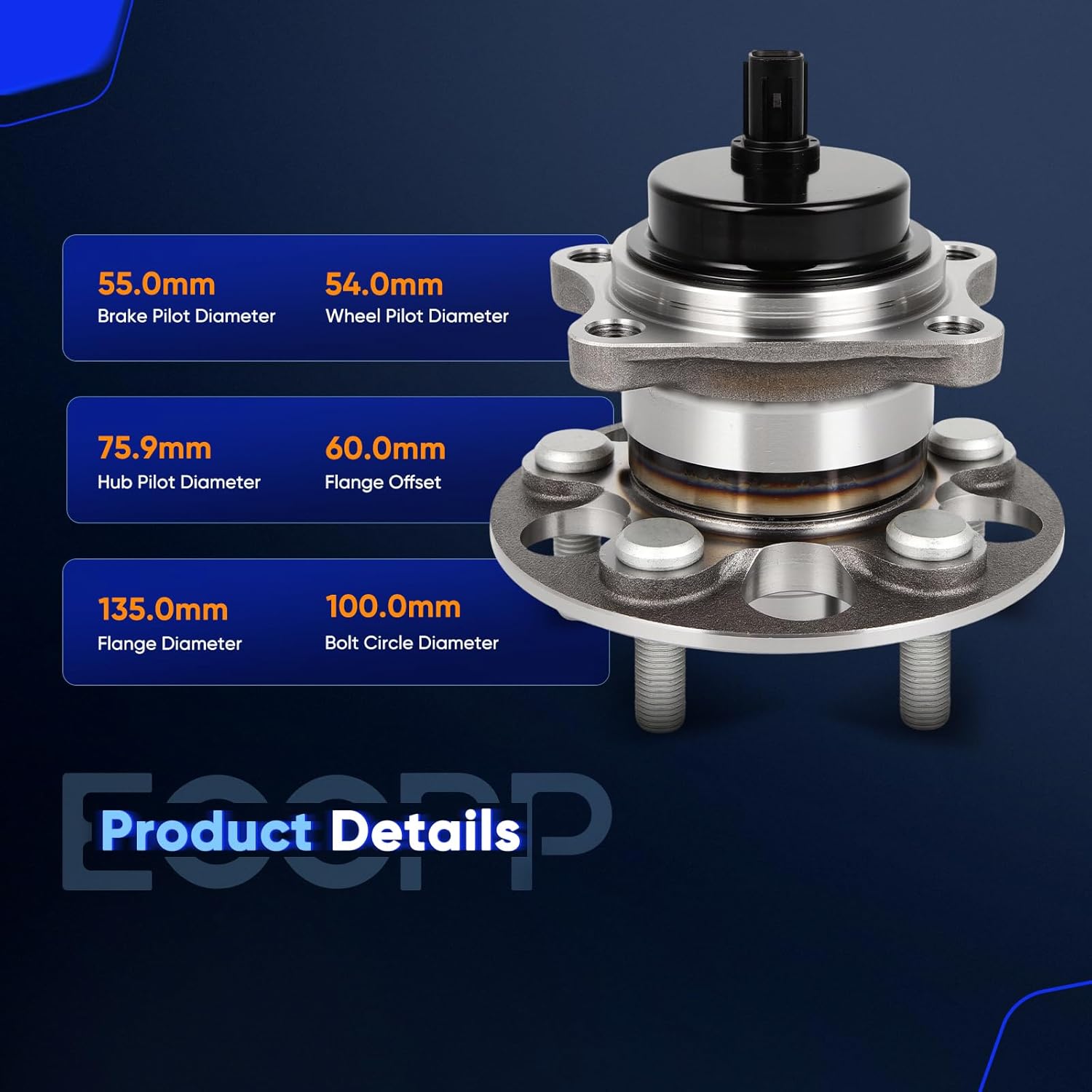 ECCPP Rear Left Right Wheel Hub Bearing Assembly Fits for Lexus CT200h 2011-2017 for Toyota Prius 2016-2020 5 lugs W/ABS 512547