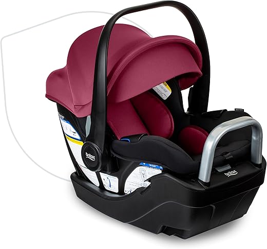 Britax Willow S Infant Car Seat with Alpine Base, ClickTight Technology, Rear Facing Car Seat with RightSize System, Ruby Onyx